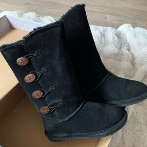 Bearpaw Classic Suede Boots w/ Side Buttons